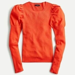 J.crew Puff-sleeve ribbed silk-blend sweater Brilliant Sunset M